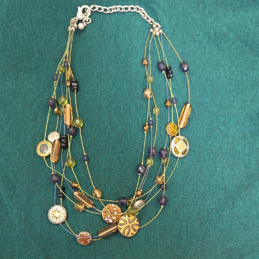 Artisan Multistrand Necklace with Earthy Tones